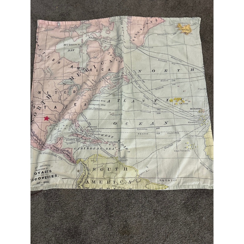 Pottery Barn Map Voyages and Discoveries Pillow Cover l Nautical Print Zip 18x18
